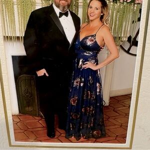 Navy blue black tie dress